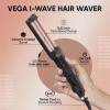 Vega I-Wave Hair Waver for Women with Ceramic Coated Barrel, Soft & Deep Wave Hair Curls, Black, (VHWR-01)