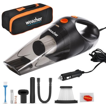 WOSCHER AutoVac Portable Car Vacuum Cleaner |110W | 5000PA Suction Power | Powerful Handheld Vacuums for Deep Cleaning Black