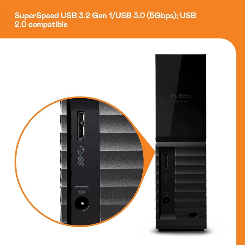 Western Digital WD 8TB My Book Desktop External Hard Disk Drive-3.5Inch, USB 3.0 with Automatic Backup,256 Bit AES Hardware Encryption,Password Portable HDD