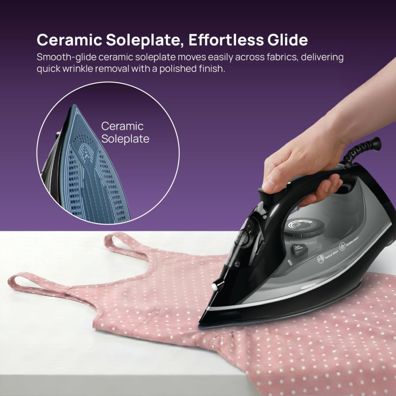 Wipro Elato GS209 Magnifico 2200 Watt Steam Iron with Ceramic Soleplate| Antidrip, Anticalc & Steam Burst| Steam Iron