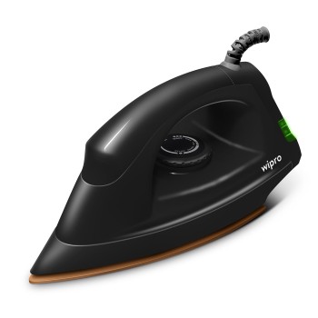 Wipro GD208 Automatic Electric Dry Iron 1200 Watt With Large LED Indicator | Large Soleplate Quick Heat Up - 1200 Watts, Black
