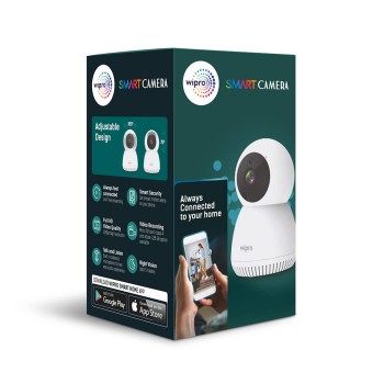 Wipro Smart Camera 1080P | Full HD Picture | AI Powered Motion Detection | Infrared Night Vision | 360° Panorama | Talk Back Feature (2-Way Audio)