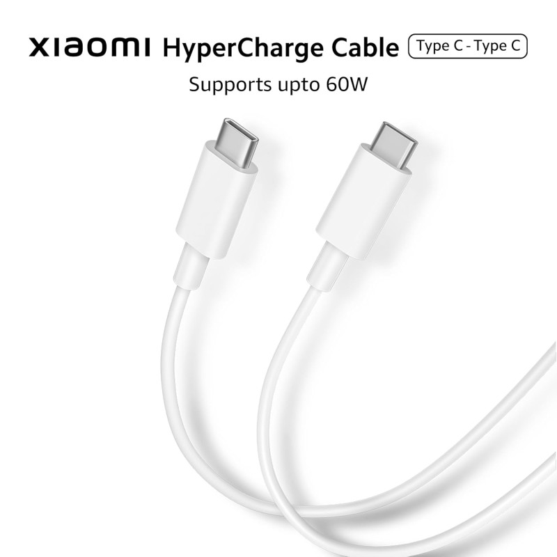 XIAOMI Mi Hypercharge 60W Type C to Type C Cable for iPhone, Samsung, Tablets, Laptops, Macbook & Other Type C Devices, Supports Power Delivery