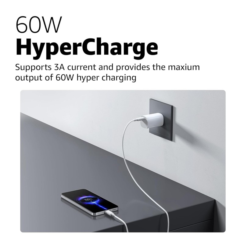 XIAOMI Mi Hypercharge 60W Type C to Type C Cable for iPhone, Samsung, Tablets, Laptops, Macbook & Other Type C Devices, Supports Power Delivery