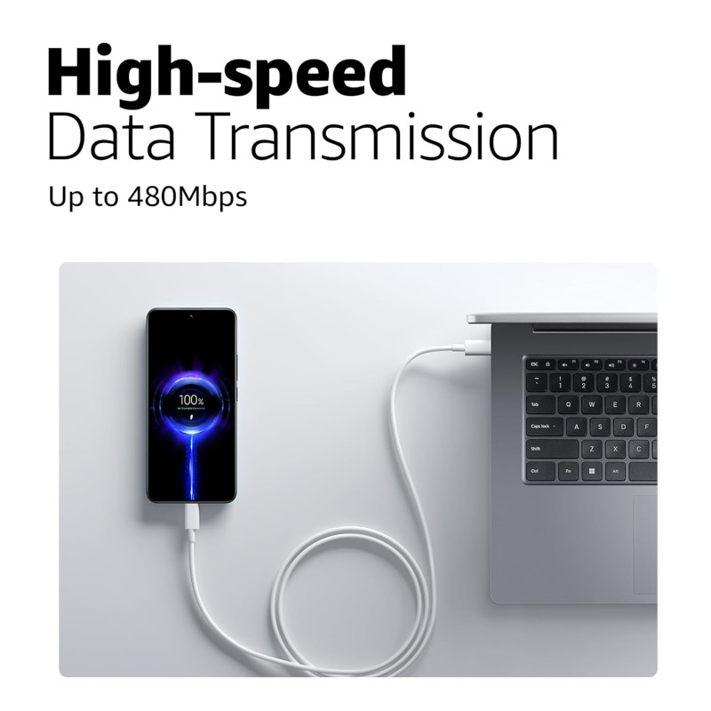 XIAOMI Mi Hypercharge 60W Type C to Type C Cable for iPhone, Samsung, Tablets, Laptops, Macbook & Other Type C Devices, Supports Power Delivery