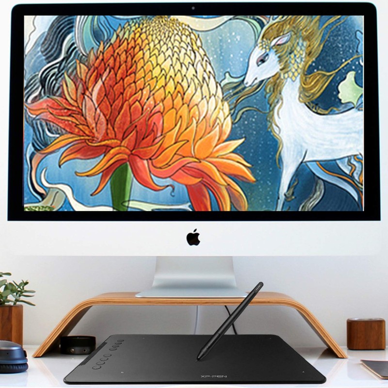 XPPen Updated Deco Mini7 V2 Drawing Tablet-16384 Levels of Pressure Battery-Free Stylus, 7 x 4 OSU Drawing Pad, 8 Hotkeys for Digital Art, Teaching, Gaming Graphic Tablet for Chrome, PC, Mac, Android