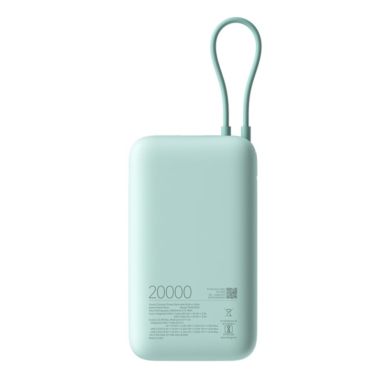 Xiaomi 20000mAh 22.5W Fast Charging PD | Power Delivery | QC 3.0 | Type C Input & Output | Triple Output Ports | Luxe Green