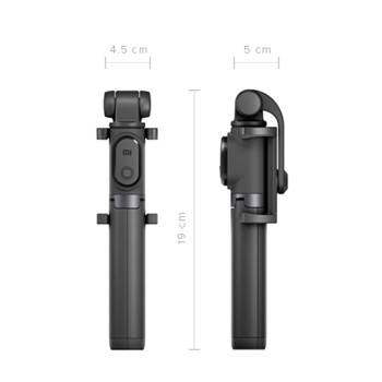 Xiaomi Selfie Stick with Micro USB Rechargeable Bluetooth Remote, Tripod Stand, Multifunctional Selfie Stick with Extendable Aluminium Monopod, 360 deg Rotation Phone Holder, Adjustable Grip (Black)