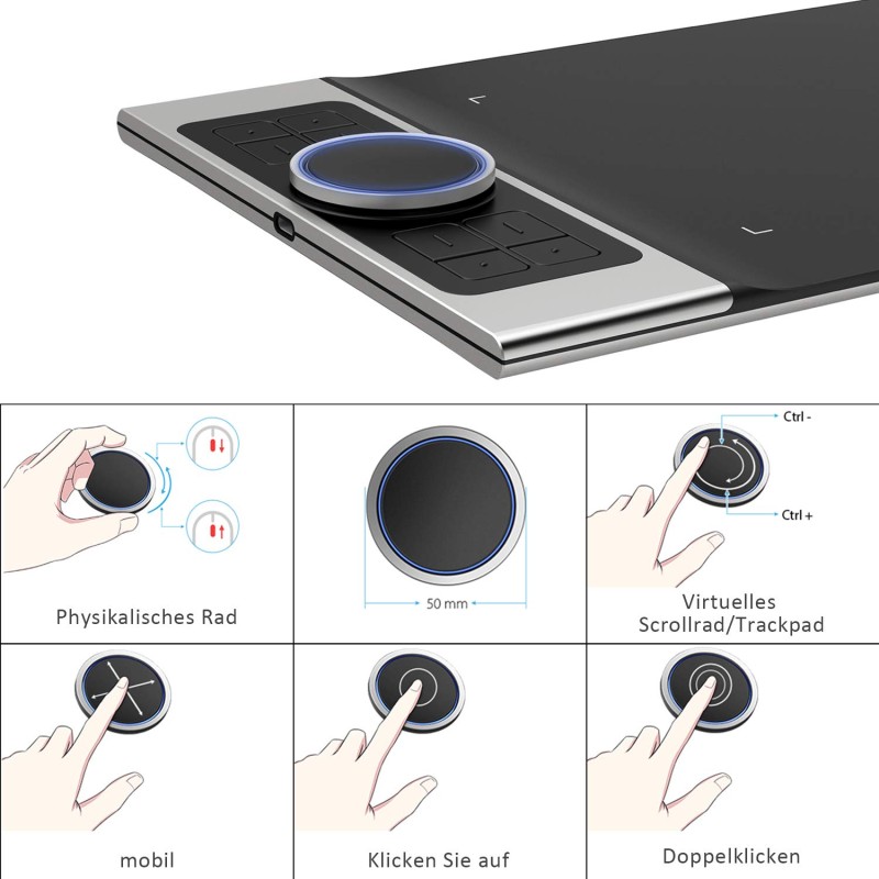 Xp-Pen Deco Pro Medium Graphics Drawing Tablet (11X6 Active Area, 8192 Levels of Pressure Sensitivity, Android Support, Ultrathin Pen Tablet Tilt Function, 8 Shortcut Keys & Drawing Glove) Black