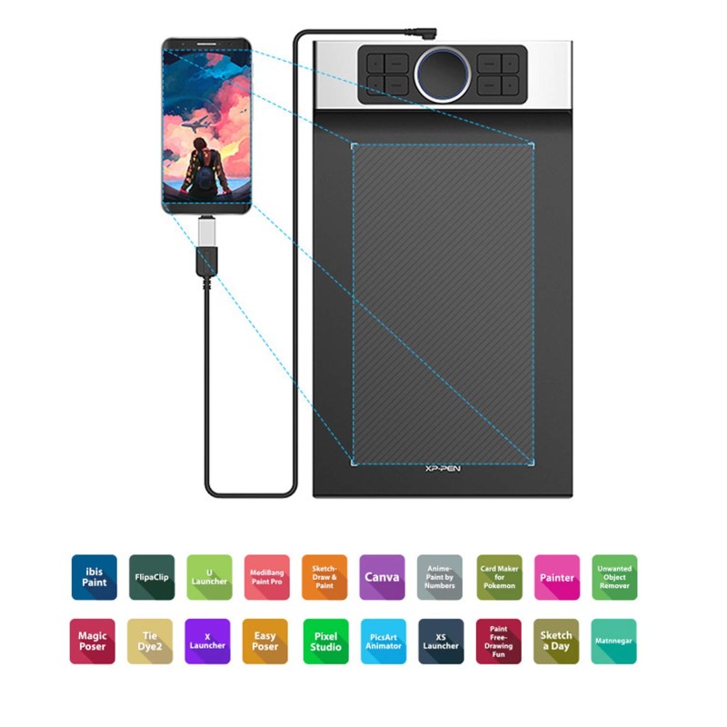 Xp-Pen Deco Pro Medium Graphics Drawing Tablet (11X6 Active Area, 8192 Levels of Pressure Sensitivity, Android Support, Ultrathin Pen Tablet Tilt Function, 8 Shortcut Keys & Drawing Glove) Black