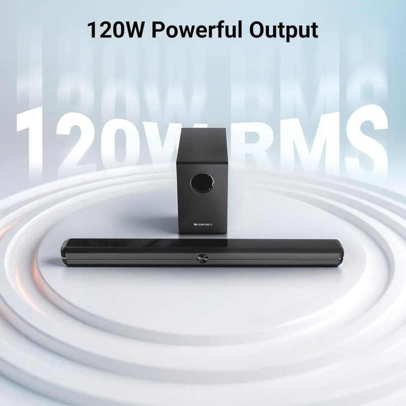 ZEBRONICS 120 Watts Soundbar, Home Theatre, Dual Racetrack Drivers Soundbar, 13.33cm Subwoofer (Juke BAR 3910)