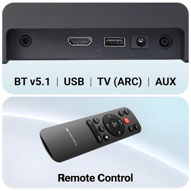 ZEBRONICS 120 Watts Soundbar, Home Theatre, Dual Racetrack Drivers Soundbar, 13.33cm Subwoofer (Juke BAR 3910)