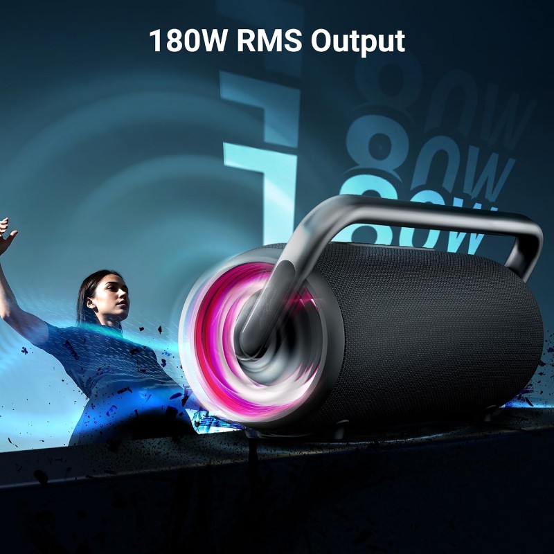 ZEBRONICS AXON 200 Portable Party Bluetooth Speaker, 180W RMS, 5 Drivers + 2 Passive Radiators, Z-Sync Mode, IPX6, Upto 10 Hours Playback