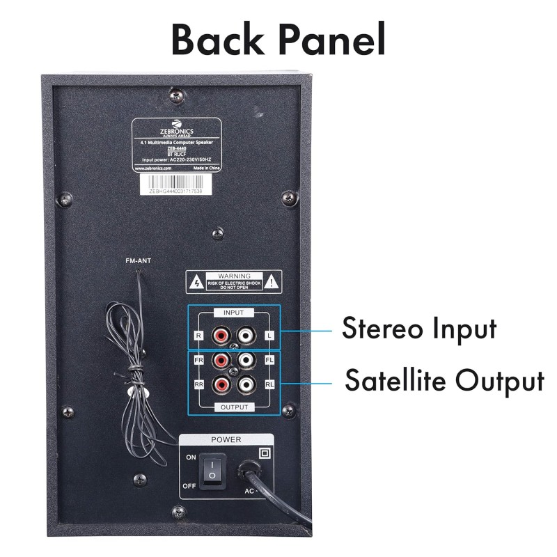 ZEBRONICS BT4440RUCF 60W 4.1 Channel Multimedia Speakers With Supporting SD Card, USB, AUX, FM & LED Display