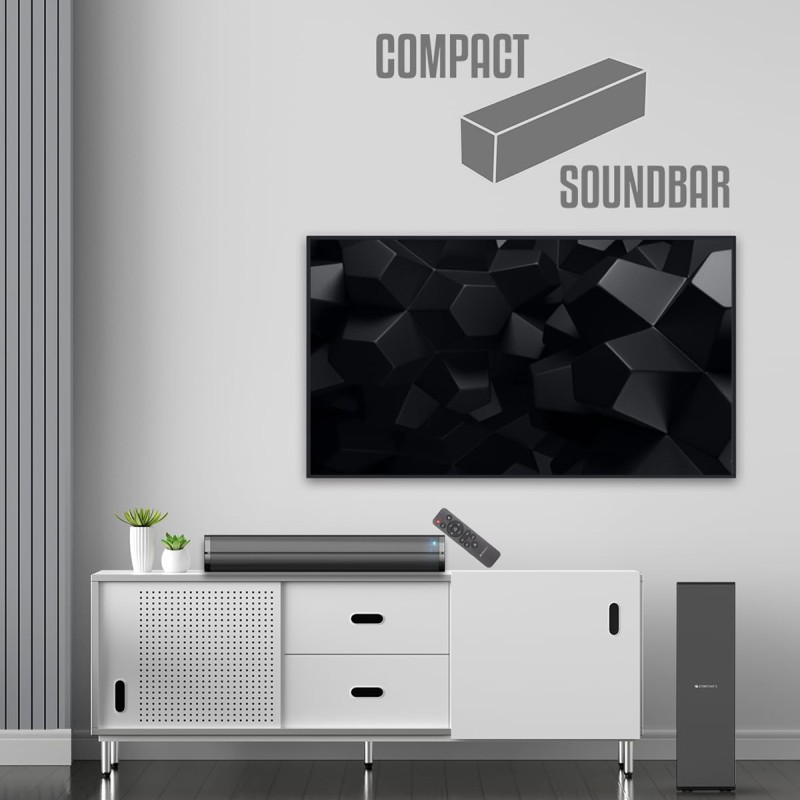 ZEBRONICS Juke BAR 100A Compact Soundbar with Subwoofer, 60W RMS Output, Powerful Bass, Glossy Design