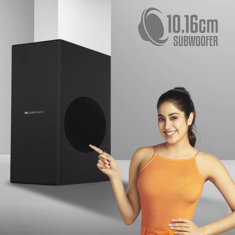 ZEBRONICS Juke BAR 100A Compact Soundbar with Subwoofer, 60W RMS Output, Powerful Bass, Glossy Design