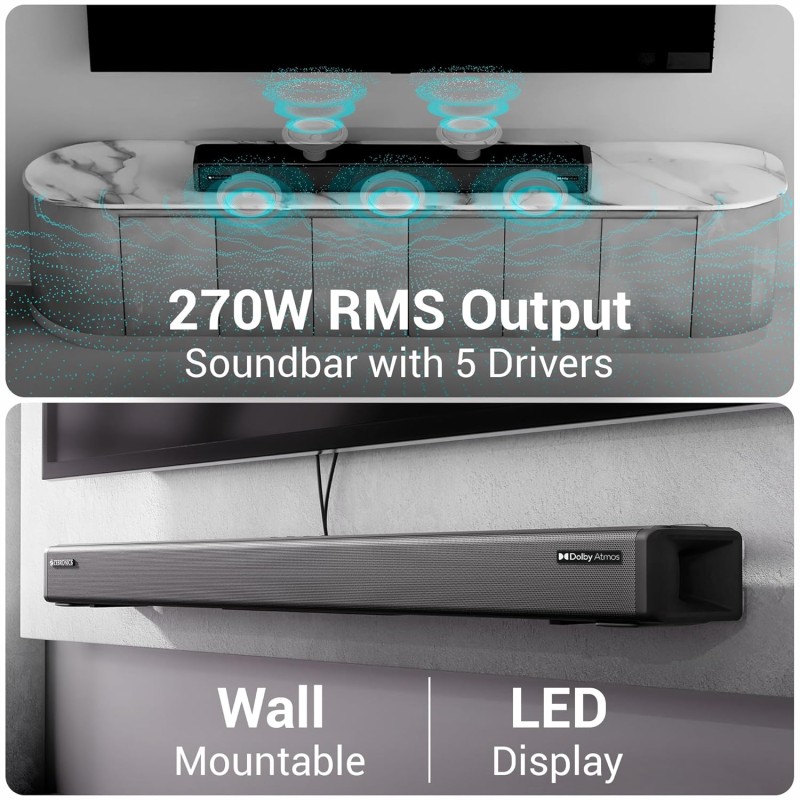 ZEBRONICS Juke BAR 9775, Dolby Soundbar, 650 Watts, 5.2.2 Surround, Dolby Atmos, Dual Wireless Subwoofer & Rear Satellites