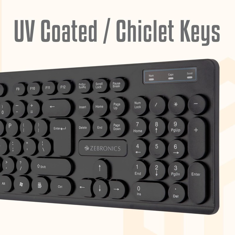 ZEBRONICS K24 Wired USB Keyboard, 104 Keys, Long Life 8 Million Keystrokes