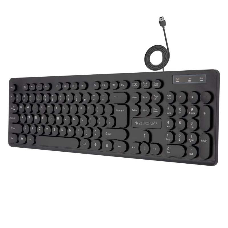 ZEBRONICS K24 Wired USB Keyboard, 104 Keys, Long Life 8 Million Keystrokes
