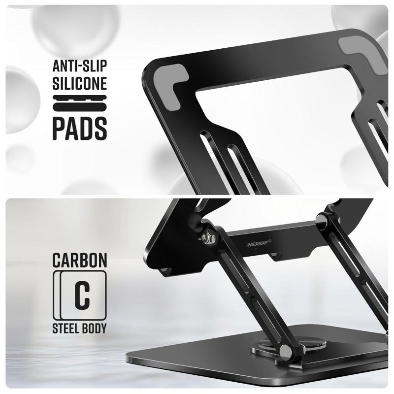 ZEBRONICS NS3000 PRO 360° Rotatable Laptop Stand, Supports up to 17” (43cm) Laptops, Tablets, Supports Max