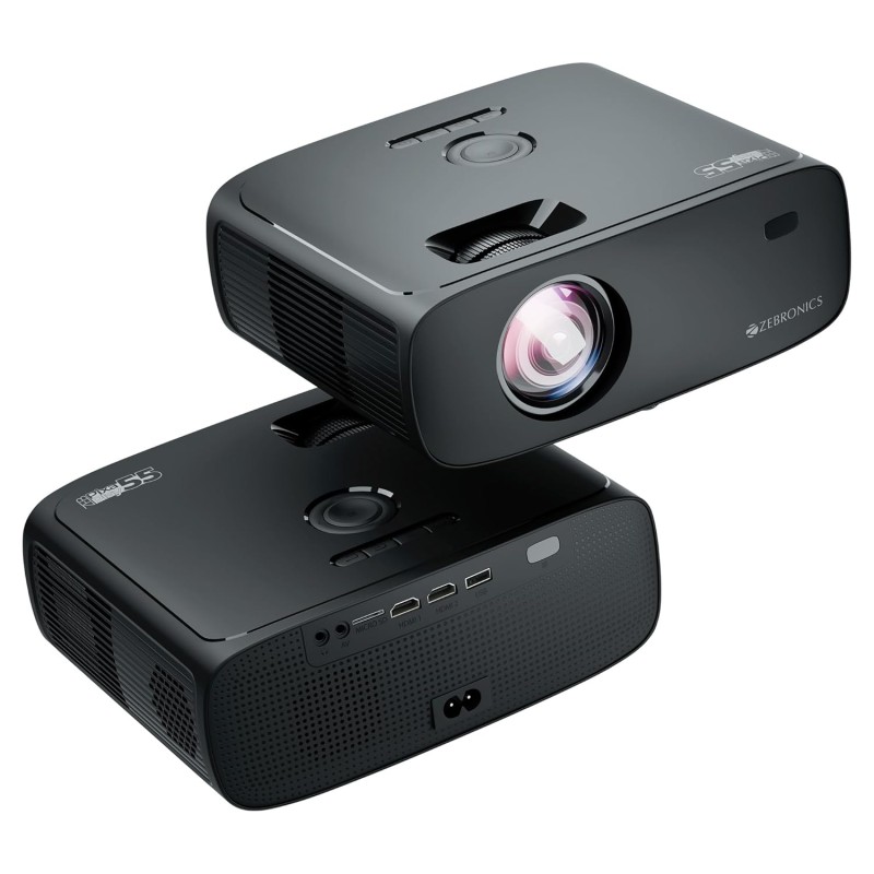 ZEBRONICS PIXAPLAY 55, Smart Projector, 10000 Lumens, 4K Support, 150 Inch Screen Size, Quad Core Processor