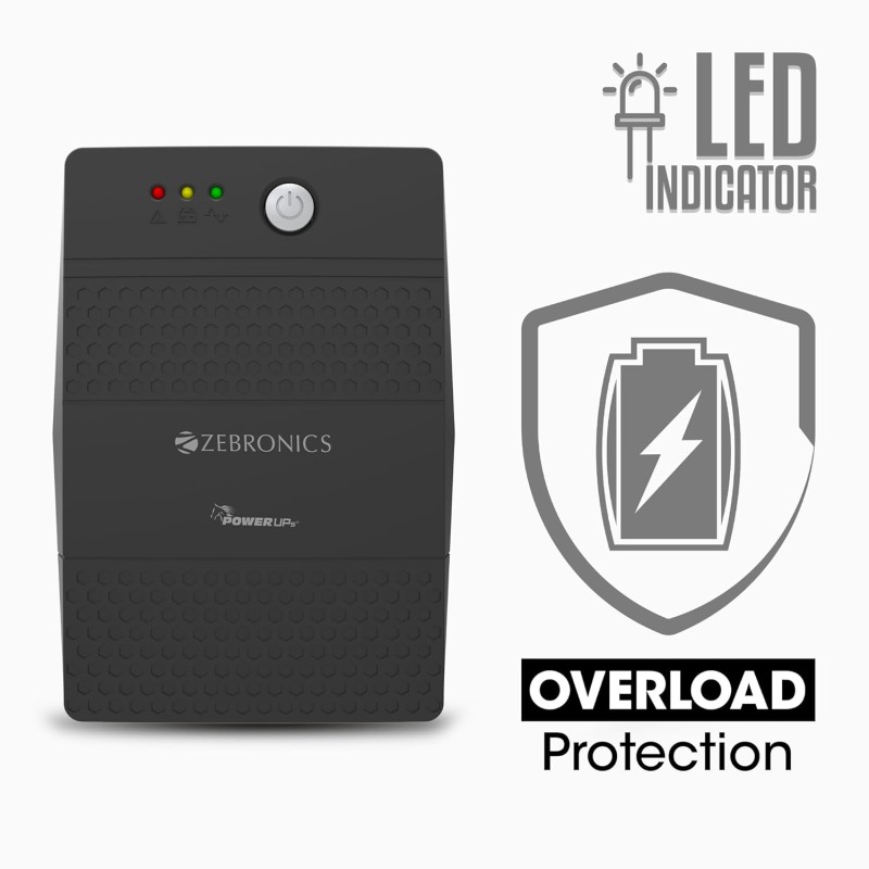 ZEBRONICS U735 600VA/360W Microcontroller Based UPS for Office Computers | Home PC with Auto Restart, Generator Compatible (Not for Routers)