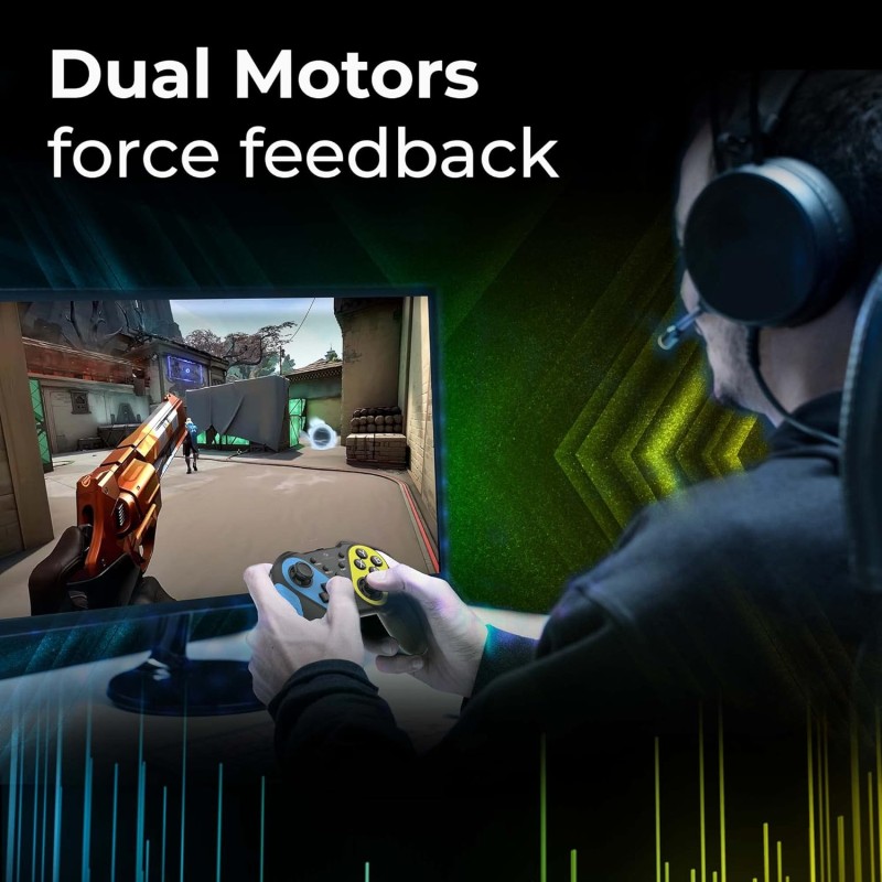 ZEBRONICS Zeb-MAX Play Windows Compatible 2.4GHz Wireless Gamepad with 10H* Backup, Turbo Mode, Dual Vibration Motors, Quad Front triggers, Type C Rechargeable and Plug & Play Setup