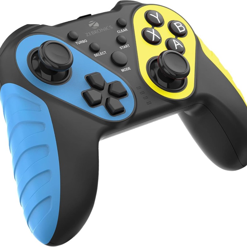 ZEBRONICS Zeb-MAX Play Windows Compatible 2.4GHz Wireless Gamepad with 10H* Backup, Turbo Mode, Dual Vibration Motors, Quad Front triggers, Type C Rechargeable and Plug & Play Setup