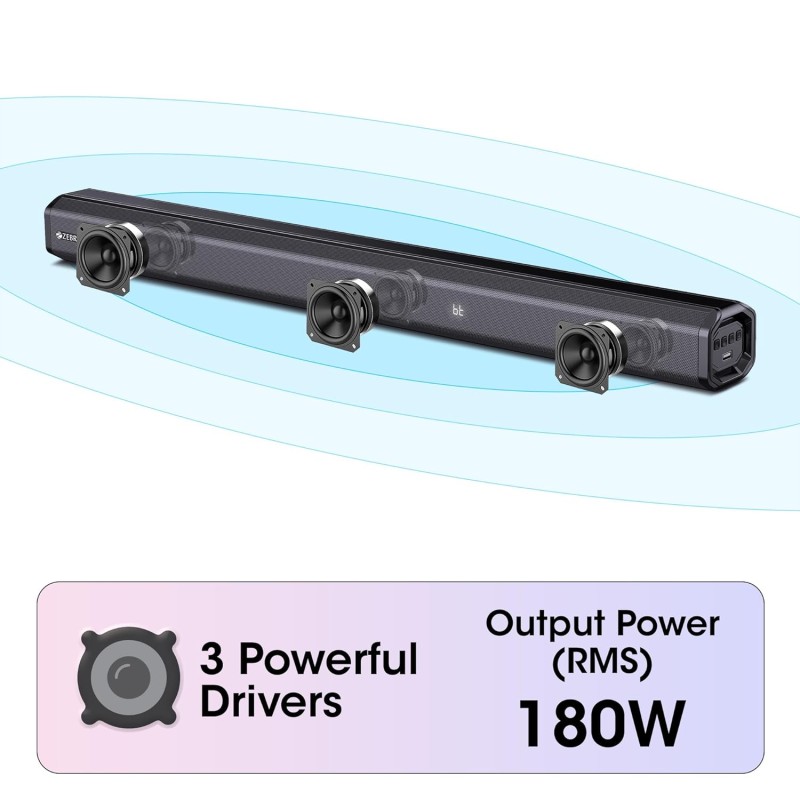 Zebronics 400 Watts Soundbar, 5.1 CH, Dual Rear Satellites, Triple Driver Soundbar, 6.5" Subwoofer,Bluetooth (Juke Bar 7400 Pro)