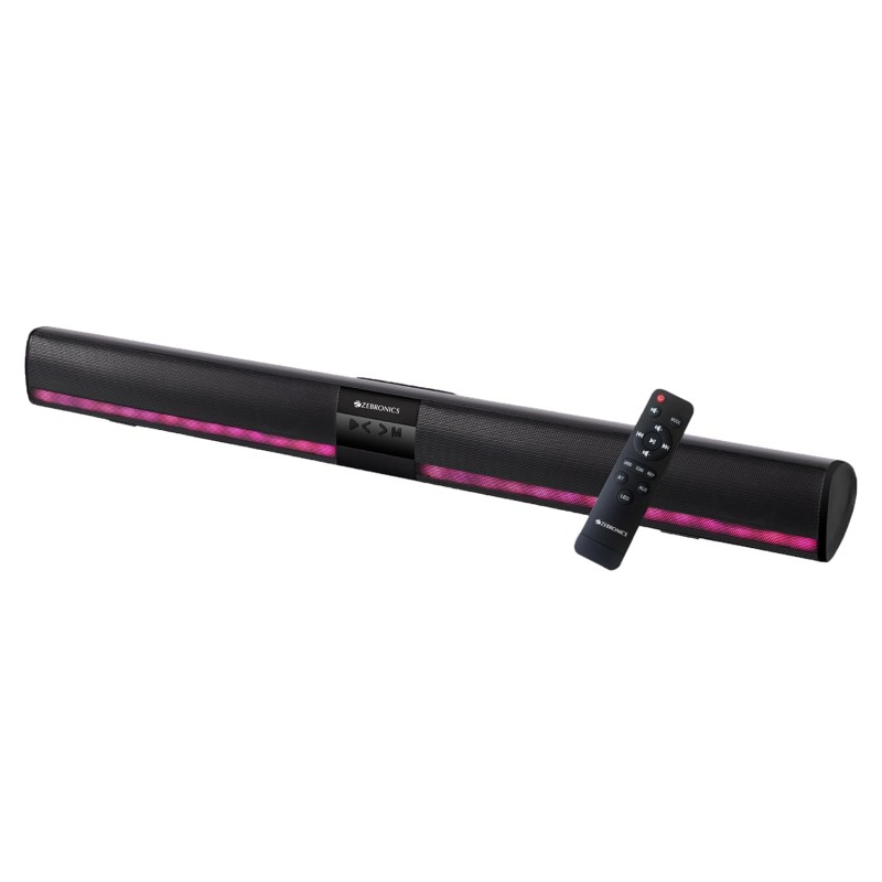 Zebronics Ace Plus Wireless Soundbar with 30W Output, Dual Passive Radiator, RGB Lights,Built-in Rechargeable Battery