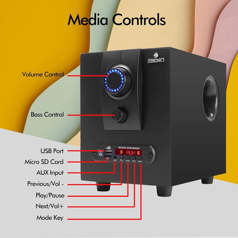 Zebronics BT2717 55W 4.1 Multimedia Speaker with Bluetooth Supporting, USB, SD Card, AUX, Built-in FM and Remote Control