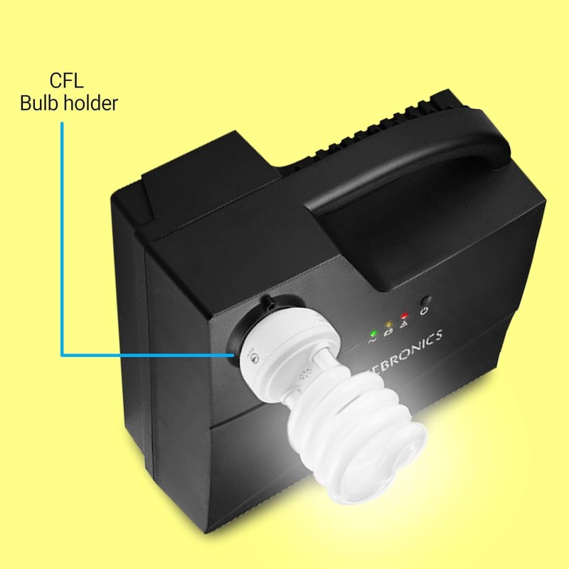 Zebronics CFL UPS Zeb-CU5013 with CFL Bulb Holder,Overload Indication,Microcontroller Based,2 pin DC Socket,Short Circuit Protection,Overload Indication