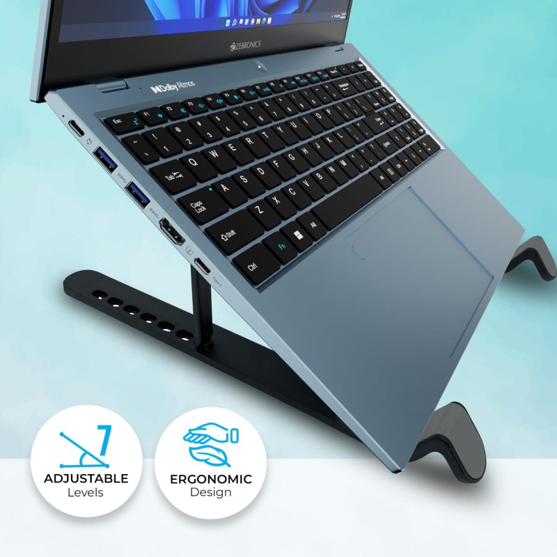 Zebronics-NS1500 Laptop Stand Featuring Foldable Design, Anti-Slip Silicone Rubber Pads, Supports