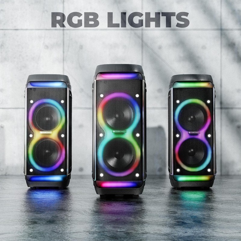 Zebronics Trolley DJ Speaker, 200W, Upto 9 Hours Playback, Dual 25.4cm Full-Range Drivers, Karaoke, TWS, BT v5.0, USB, SD (Party Fyre 102)