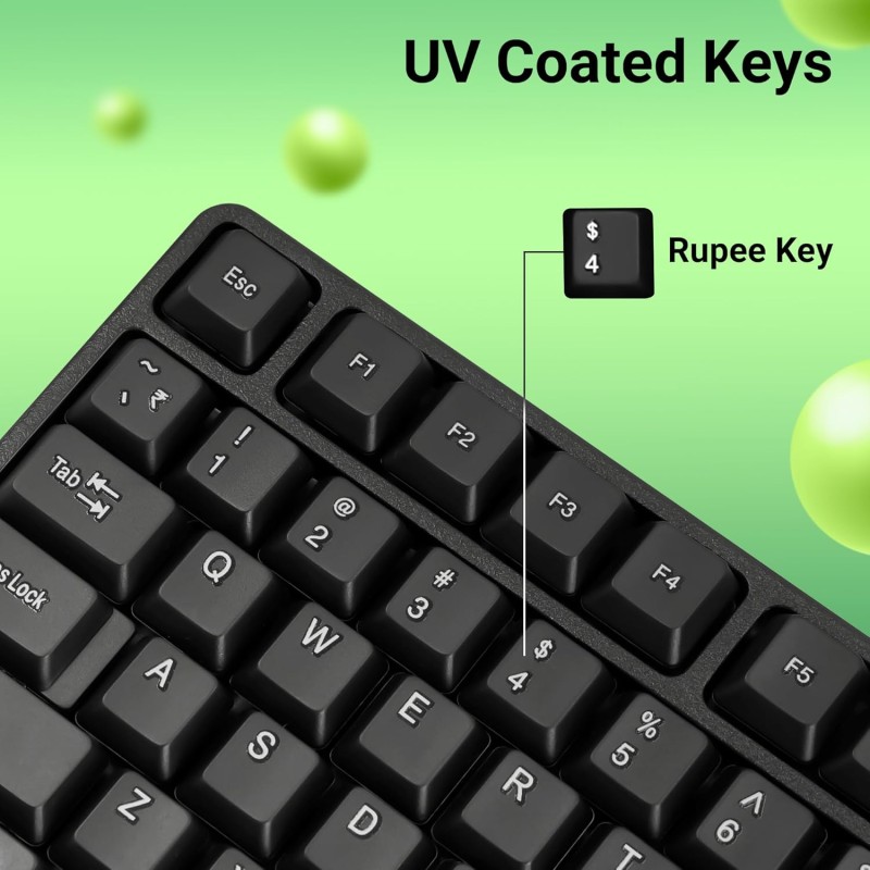 Zebronics USB Keyboard with Rupee Key, USB Interface and Retractable Stand - K20