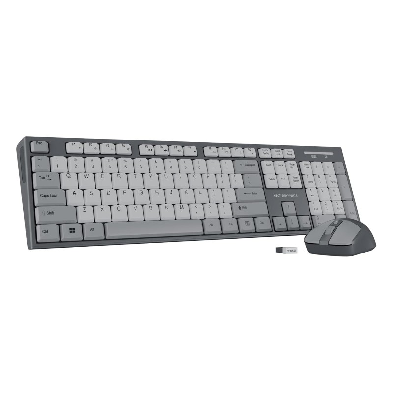 Zebronics Wireless Keyboard & Mouse Combo, 104 UV-Printed Keys, ₹ Key, 12 Multimedia Keys Companion 304