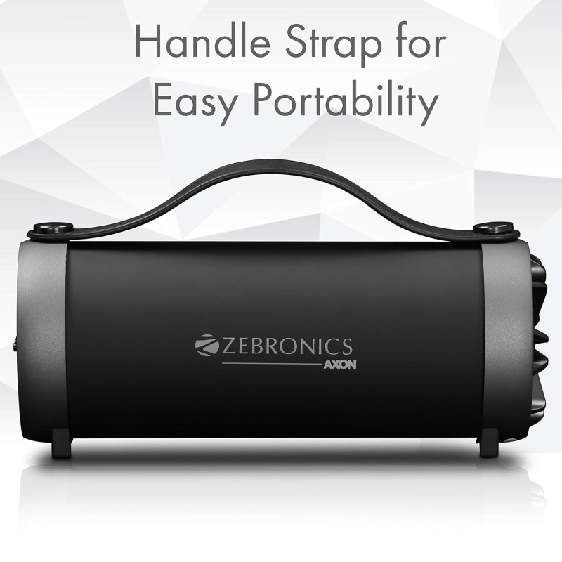 Zebronics ZEB-AXON Wireless Bluetooth 10W Barrel Finish Portable Speaker With Supporting Handy Strap, USB, SD Card, AUX & FM