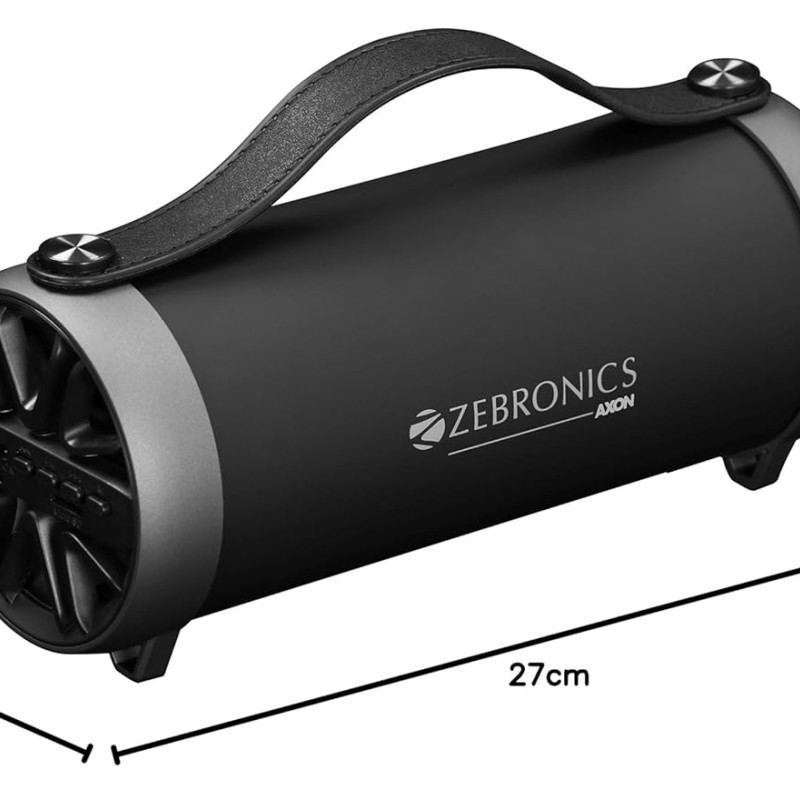 Zebronics ZEB-AXON Wireless Bluetooth 10W Barrel Finish Portable Speaker With Supporting Handy Strap, USB, SD Card, AUX & FM