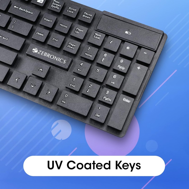 Zebronics Zeb-Companion 102 Wireless Keyboard and Mouse Combo, 104 Keys/Rupee Key, 1200 DPI Optical Sensor