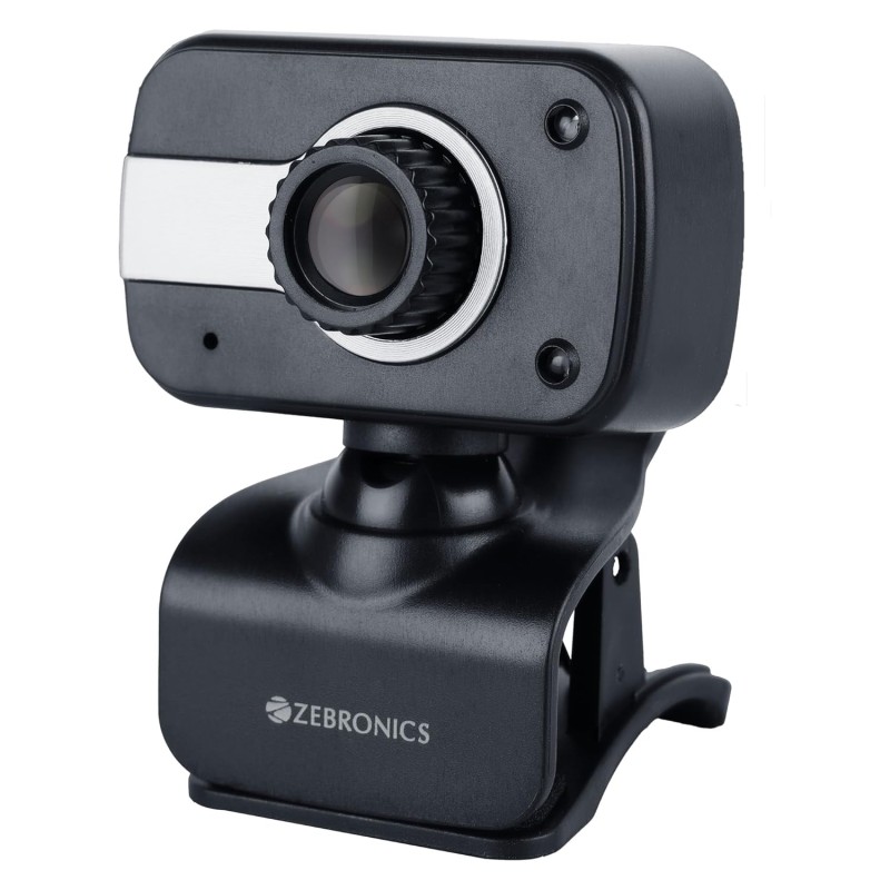 Zebronics Zeb-Crystal Clear Web Camera, 0.3 MP with USB with 3P Lens,Built-in Microphone,Auto (Black)