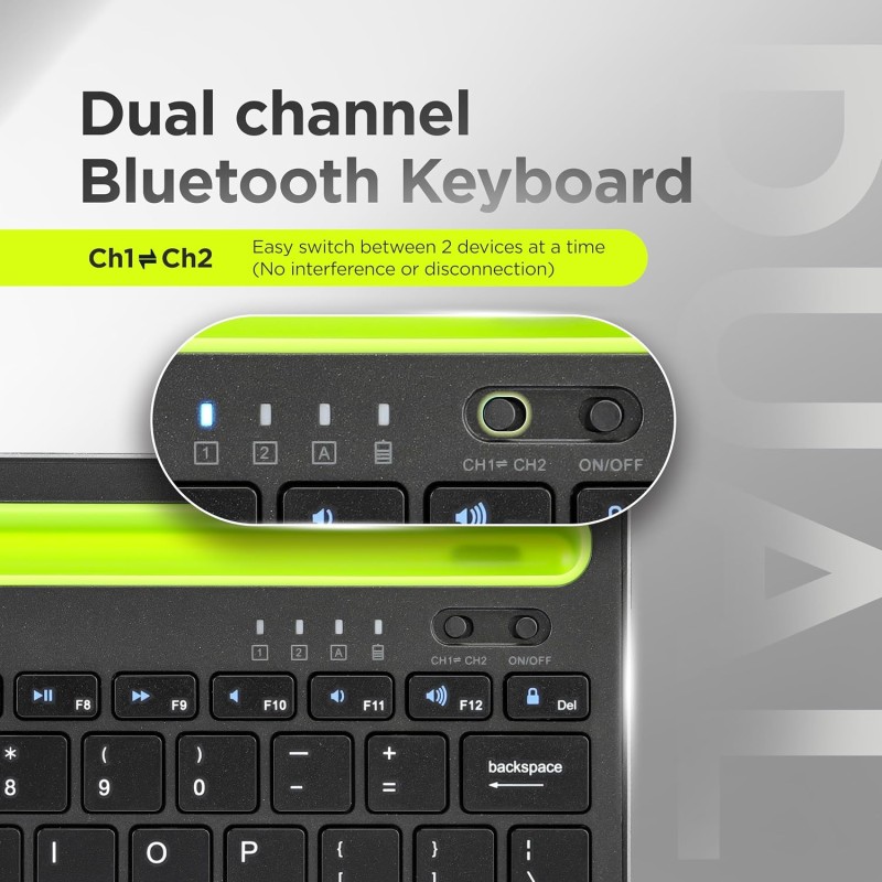 acer Swift Slim Multi-Device Wireless Rechargeable Keyboard with Cradle for Tablet and Phone | Dual Channel Switch | Compact, Quiet