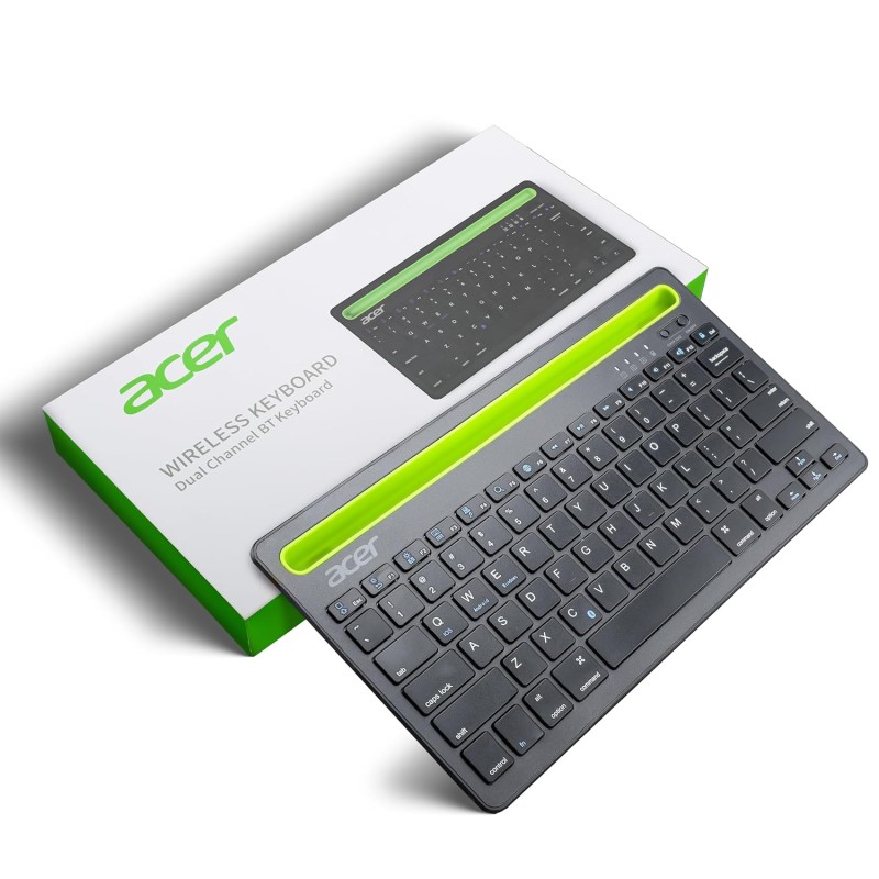 acer Swift Slim Multi-Device Wireless Rechargeable Keyboard with Cradle for Tablet and Phone | Dual Channel Switch | Compact, Quiet