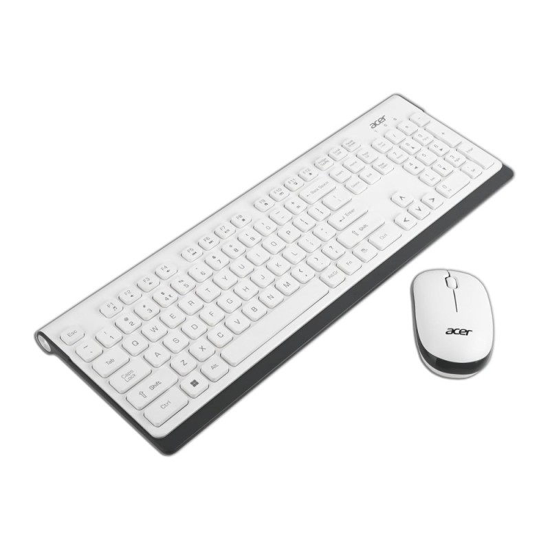 Acer Wireless Keyboard & Mouse Combo with Attractive Durable Design, 2.4GHz Nano Receiver (White/Grey)