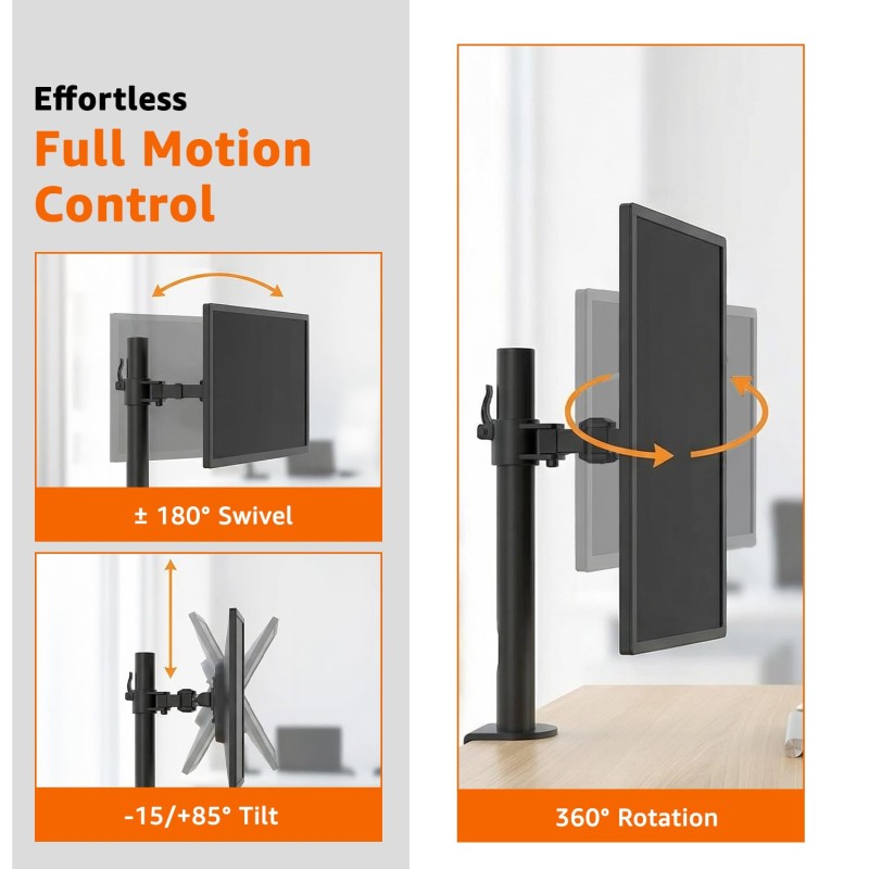 amazon basics Monitor Stand, Height Adjustable Arm Mount- Steel