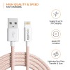 amazon basics Nylon Braided USB-A to Lightning Cable Cord, MFi Certified Charger for Apple iPhone Salmon Pink, 1.02 meter