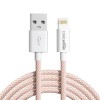 amazon basics Nylon Braided USB-A to Lightning Cable Cord, MFi Certified Charger for Apple iPhone Salmon Pink, 1.02 meter