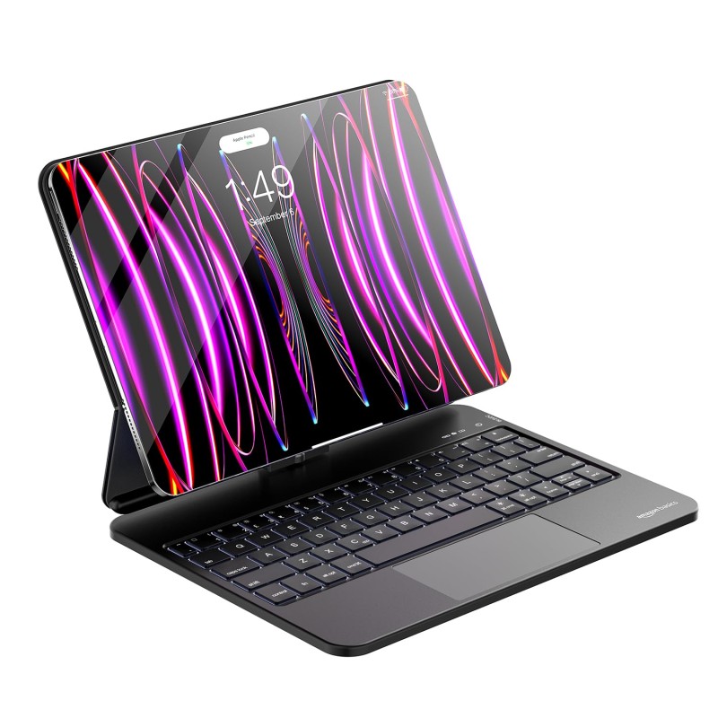 amazon basics Pro Series Bluetooth Magnetic Case with Keyboard for iPad Air 10.9" (2022, 2020, M2) & iPad Pro 11" (2018-2022) (Black)
