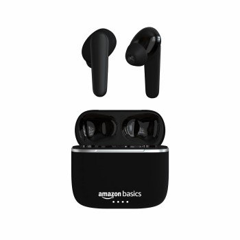 amazon basics True Wireless in-Ear Earbuds with Mic, Touch Control, IPX5 Water-Resistance,Bluetooth 5.0 (Black)
