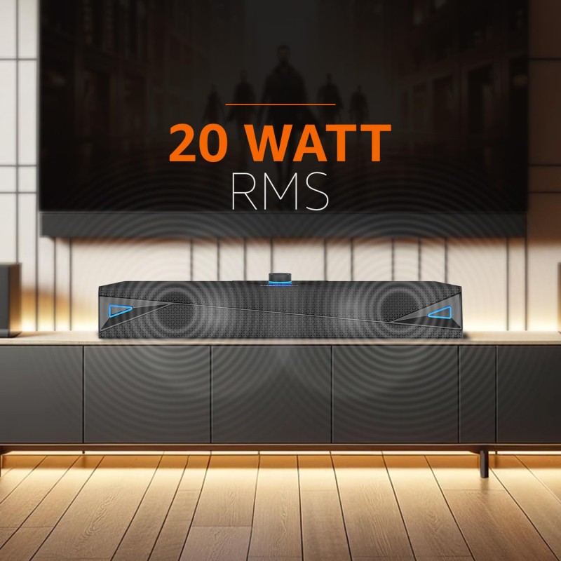 amazon basics X20R 20W Bluetooth Soundbar with 2000mAh Battery | 2X Bass | Up to 9hrs of Playback | (Grey)