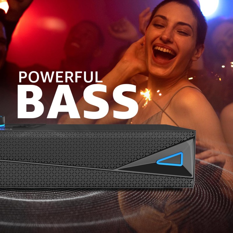 amazon basics X20R 20W Bluetooth Soundbar with 2000mAh Battery | 2X Bass | Up to 9hrs of Playback | (Grey)